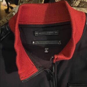 Daniel Won Black and Red Tracket Jacket with Black Leather Lamb